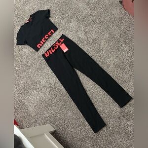 Diesel Black and Red Logo Leggings Set